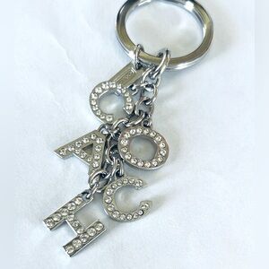Coach Crystal Letter Silver Key Chain / Fob Purse Charm